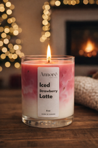 Iced Strawberry Latte | Handmade Scented Soy Wax Candle | 8 oz
