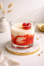 Handmade Soy Wax Candle – Sweetheart Red Swirl, Heart Topper (8oz, Personalized Label Available)