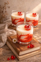 Handmade Soy Wax Candle – Sweetheart Red Swirl, Heart Topper (8oz, Personalized Label Available)