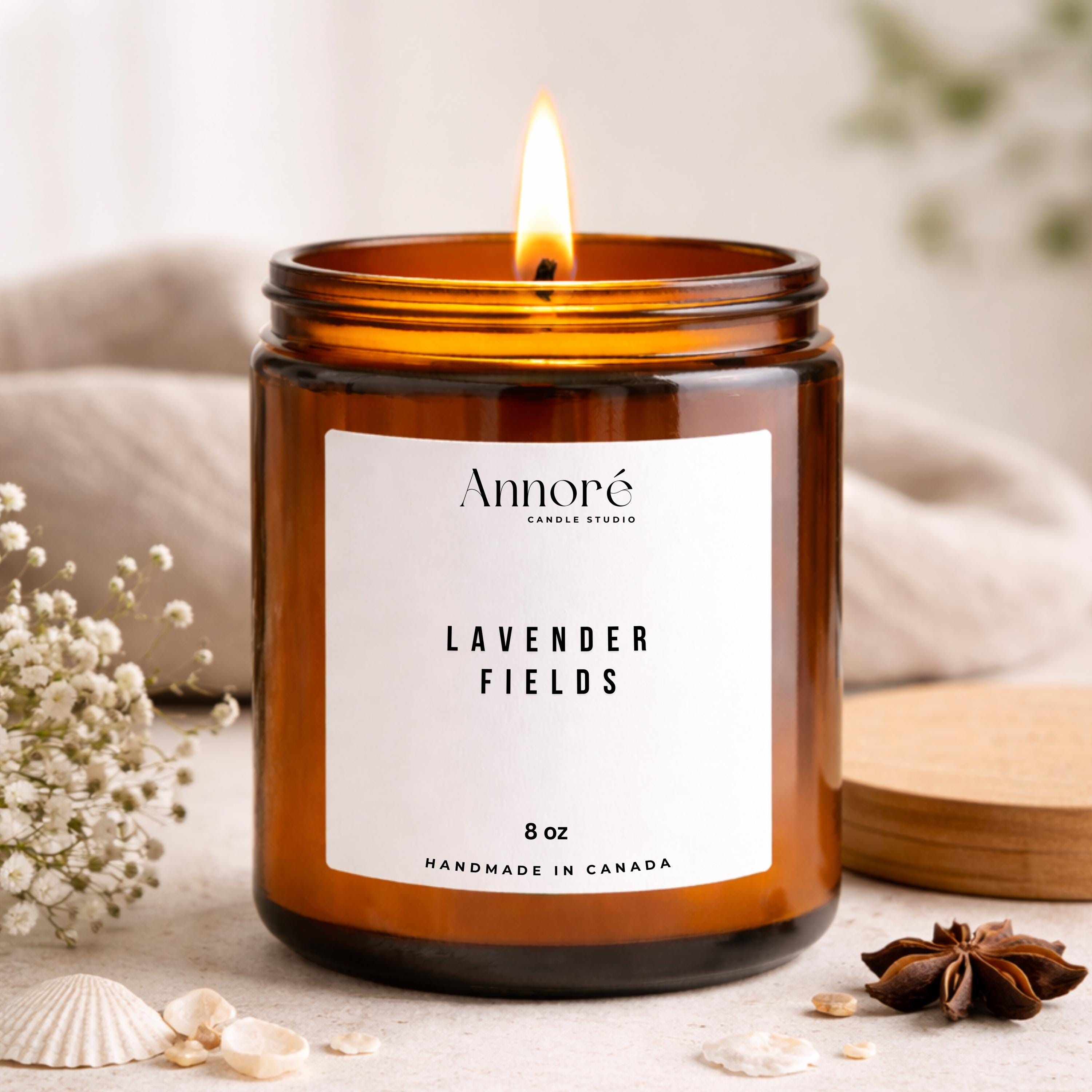 Lavender Fields Soy Candle | Hand-Poured 8oz Lavender Citrus Scented Candle | Calming Aromatherapy Gift | Handmade in Canada