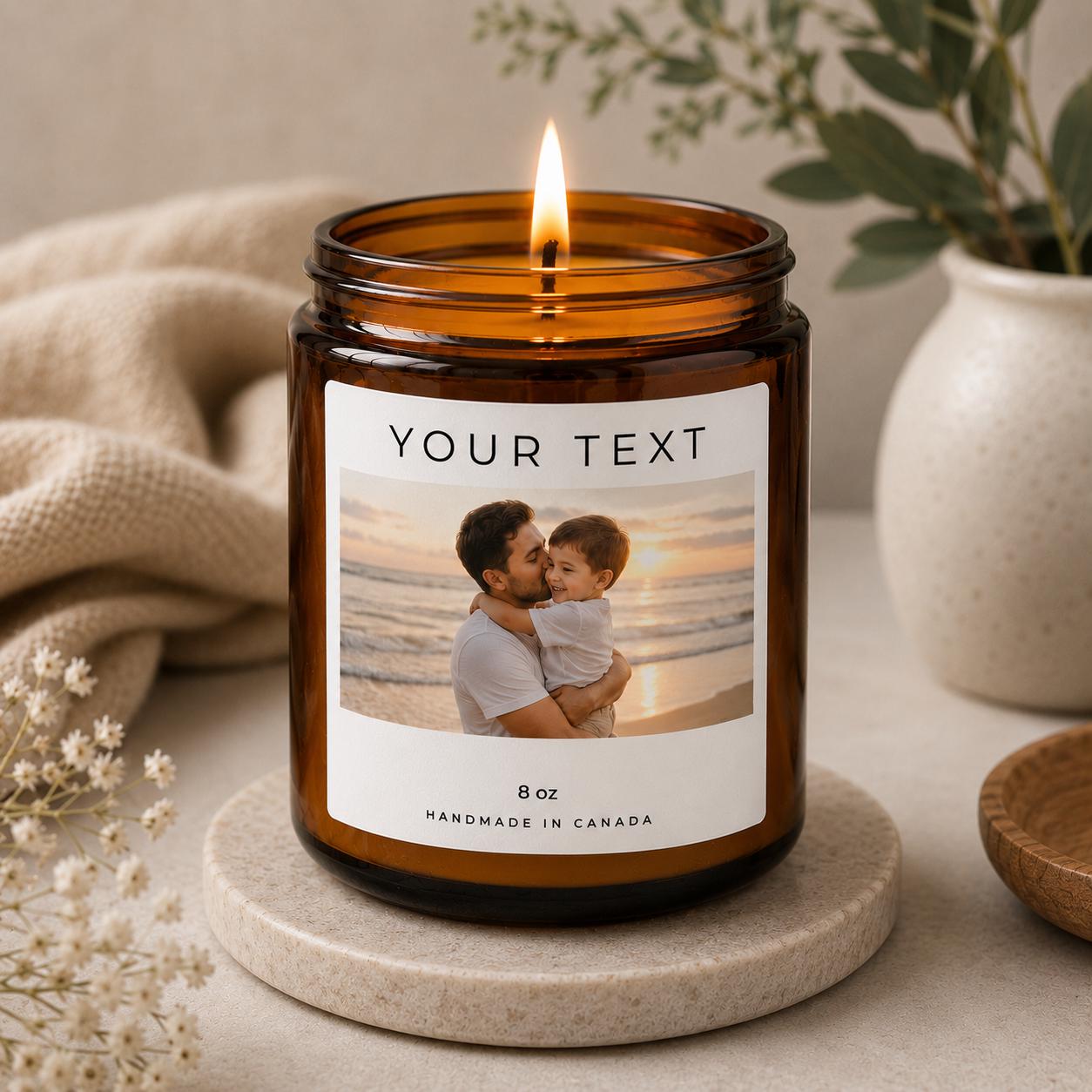 Custom Dad Photo Candle | Sentimental Father's Day Gift | Personalized Gift from Son Daughter | Dad Memory Keepsake | Photo Candle for Him