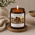 Custom Family Photo Candle | Personalized Family Name Gift | Family Portrait Keepsake Candle | Housewarming Home Decor Gift | Photo Candle