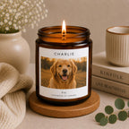 Custom Dog Photo Candle | Personalized Pet Gift | Dog Memorial Candle | Gift for Dog Mom Dog Dad | Pet Portrait Keepsake Candle