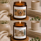 Custom Dog Photo Candle | Personalized Pet Gift | Dog Memorial Candle | Gift for Dog Mom Dog Dad | Pet Portrait Keepsake Candle