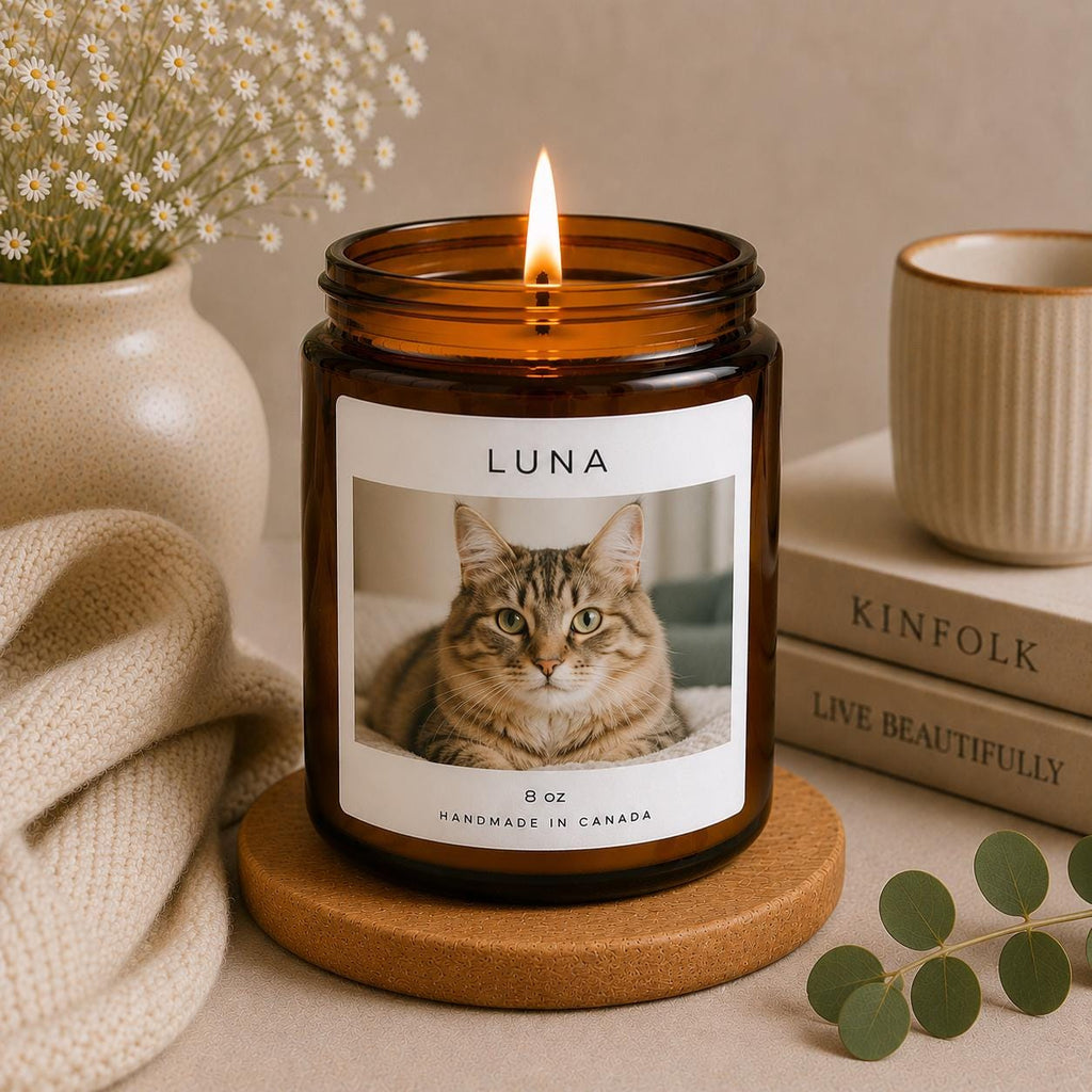 Custom Cat Photo Candle | Personalized Cat Mom Gift | Cat Memorial Candle | Gift for Cat Lover | Pet Portrait Keepsake Candle with Name