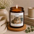 Custom Cat Photo Candle | Personalized Cat Mom Gift | Cat Memorial Candle | Gift for Cat Lover | Pet Portrait Keepsake Candle with Name