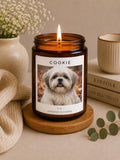 Custom Small Dog Photo Candle | Personalized Fluffy Dog Gift | Shih Tzu Maltese Bichon Keepsake | Dog Mom Gift | Pet Portrait Candle
