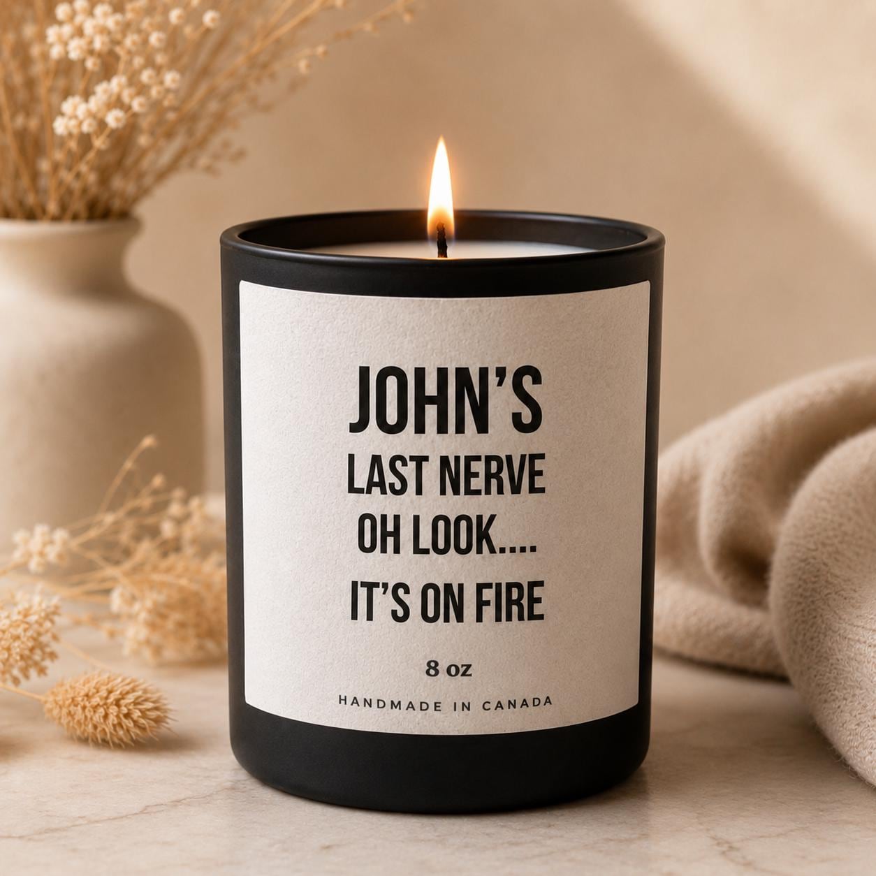 Custom Soy Candle, Sarcastic Humor Gift, Personalized Name Candle
