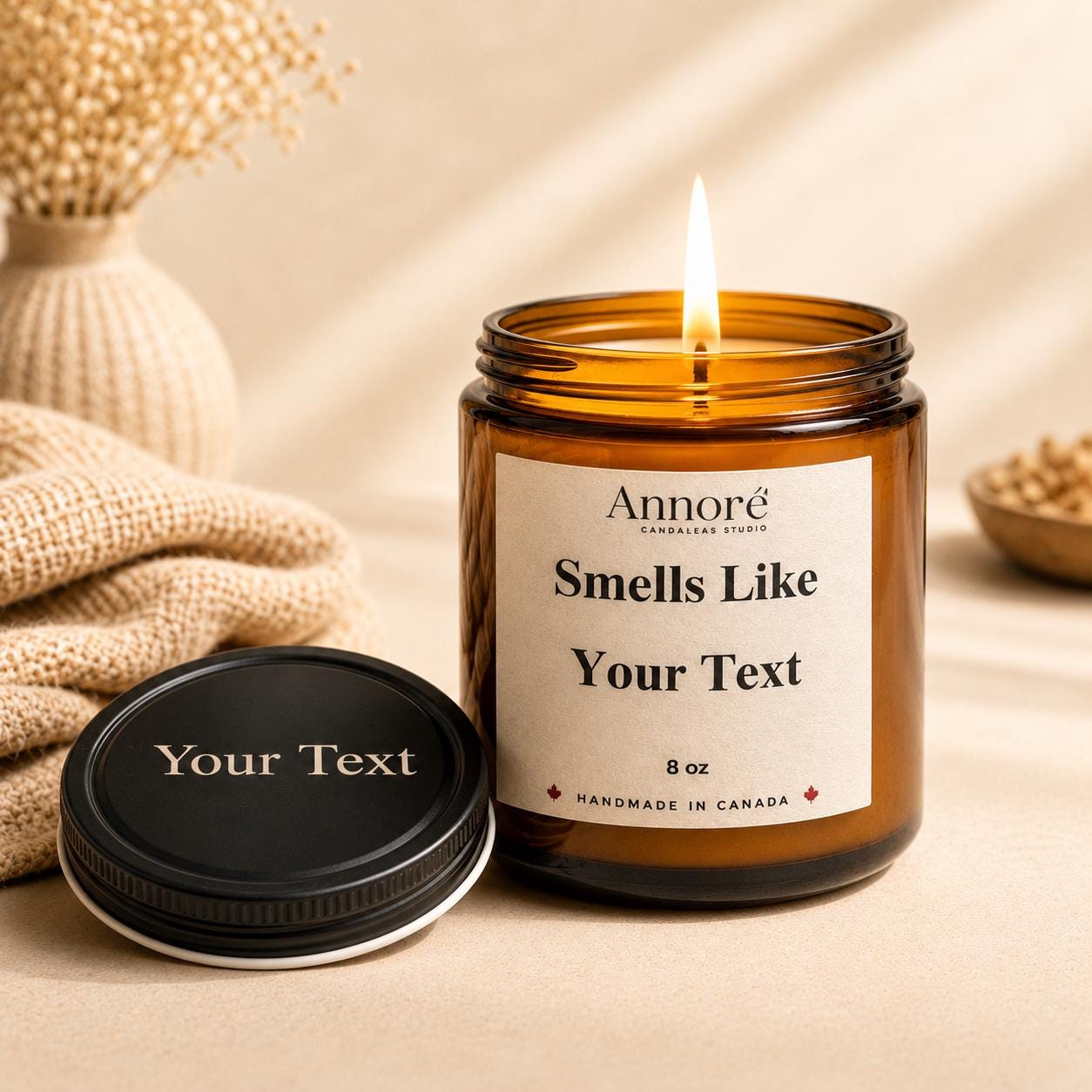 Custom Soy Candle | Personalized Text Scented Jar | Free Lid Engraving (8oz)