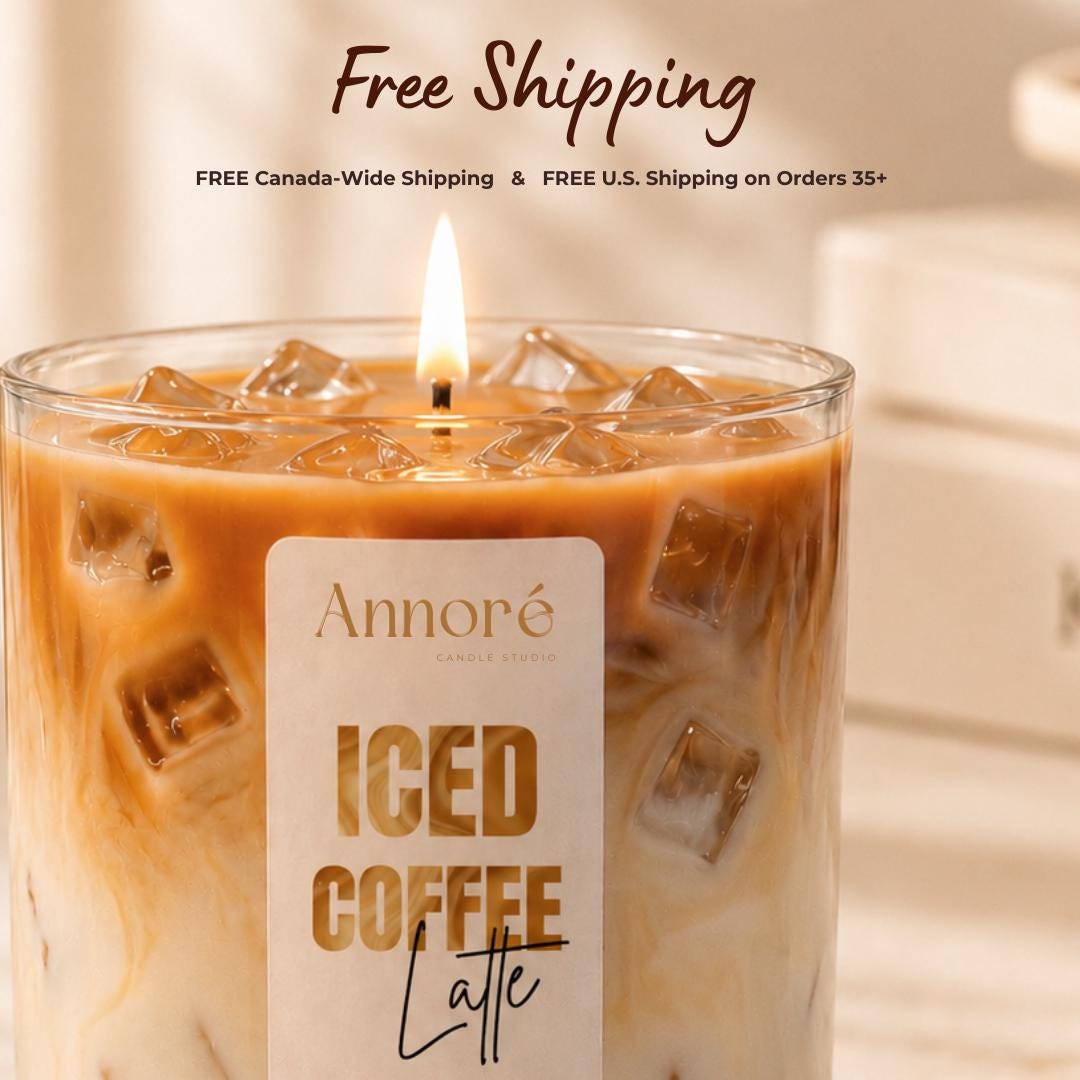 Iced Coffee Latte Candle | Soy Wax Coffee Candle with Wooden Lid | Coffee Lover Gift | Aesthetic Café Candle | Espresso Scented Handmade