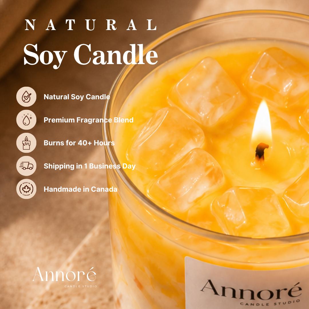 Iced Mango Cream Soy Candle | Aesthetic Dessert Candle | Hand-Poured 8oz Mango Scented Candle | Gift for Her | Handmade in Canada