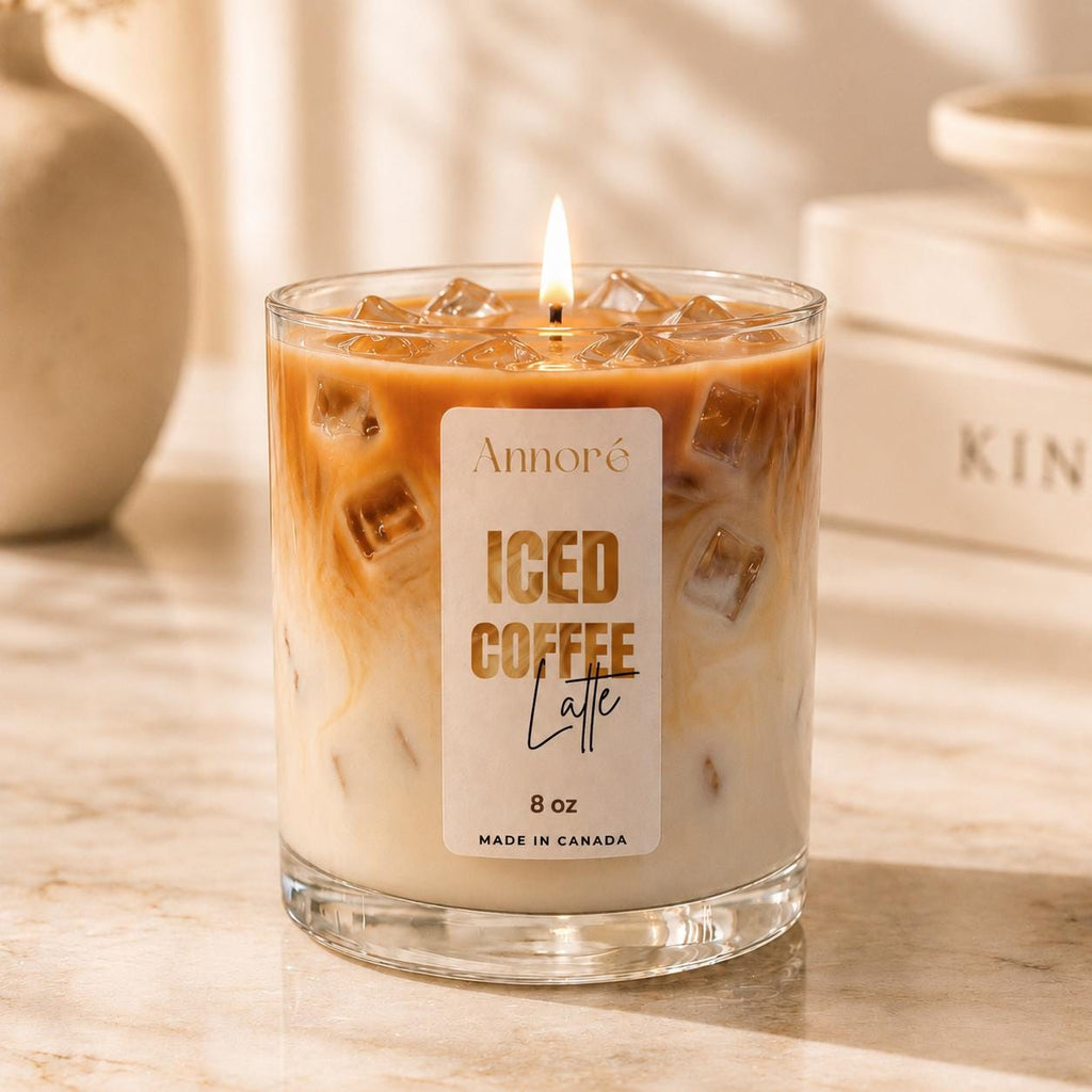 Iced Coffee Latte Candle | Soy Wax Coffee Candle with Wooden Lid | Coffee Lover Gift | Aesthetic Café Candle | Espresso Scented Handmade