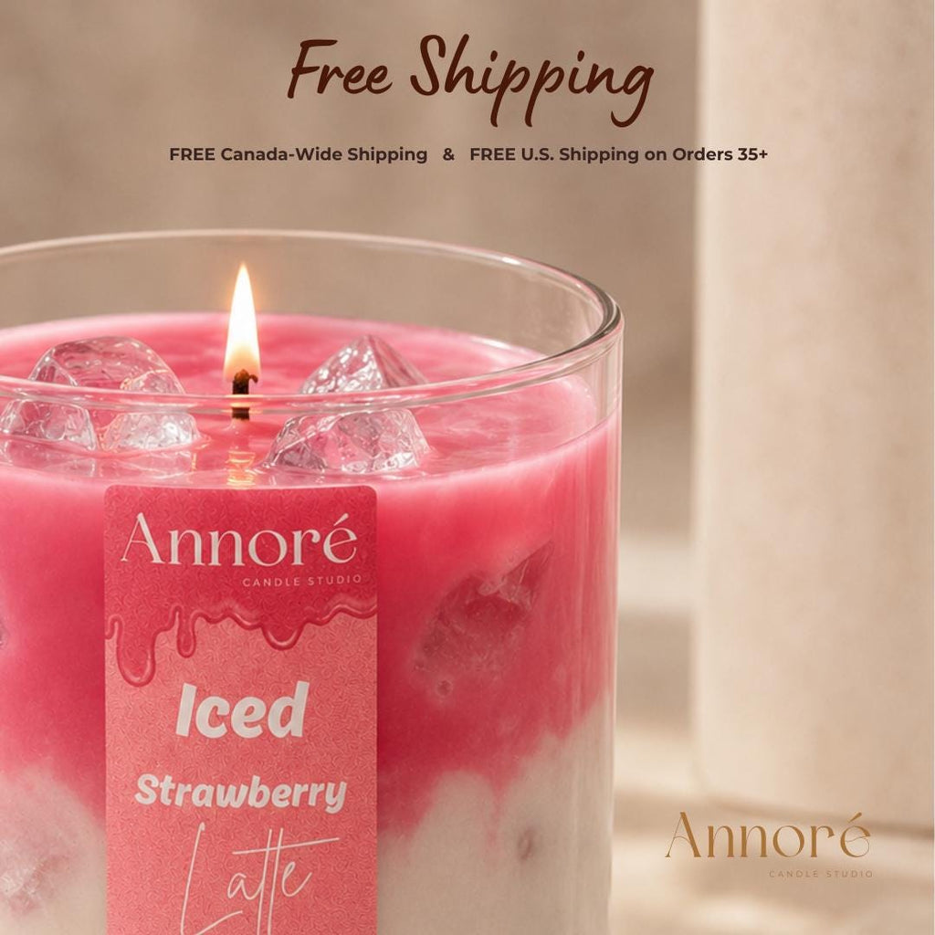 Iced Strawberry Latte Soy Candle | Aesthetic Dessert Candle | Hand-Poured 8oz Scented Candle | Gift for Her | Handmade in Canada