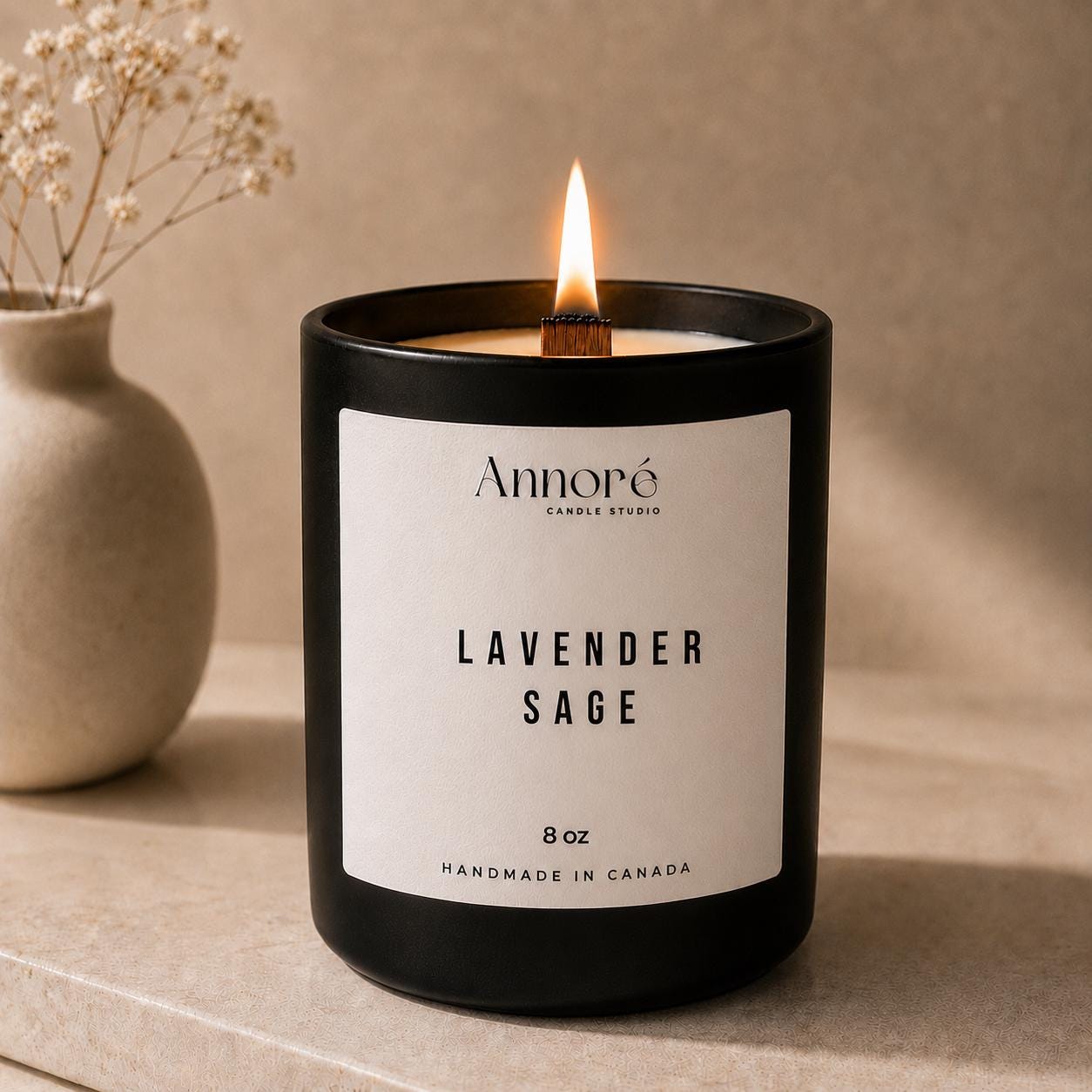 Lavender Sage Soy Candle | Hand-Poured 8oz Spa Aromatherapy Candle | Fresh Herbal Citrus Scent | Calming Gift | Handmade in Canada