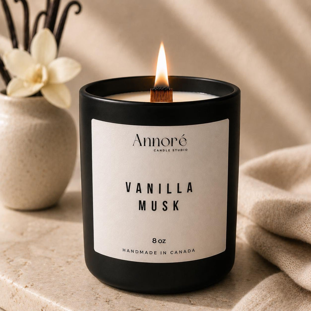 Vanilla Musk Soy Candle | Hand-Poured 8oz Cozy Scented Candle | Toasted Marshmallow Amber & Smoky Vanilla | Cozy Gift | Handmade in Canada