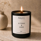Citrus & Sage Soy Candle | Hand-Poured 8oz Fresh Scented Candle | Zesty Citrus Herbs and Cedar | Energizing Spa Gift | Handmade in Canada