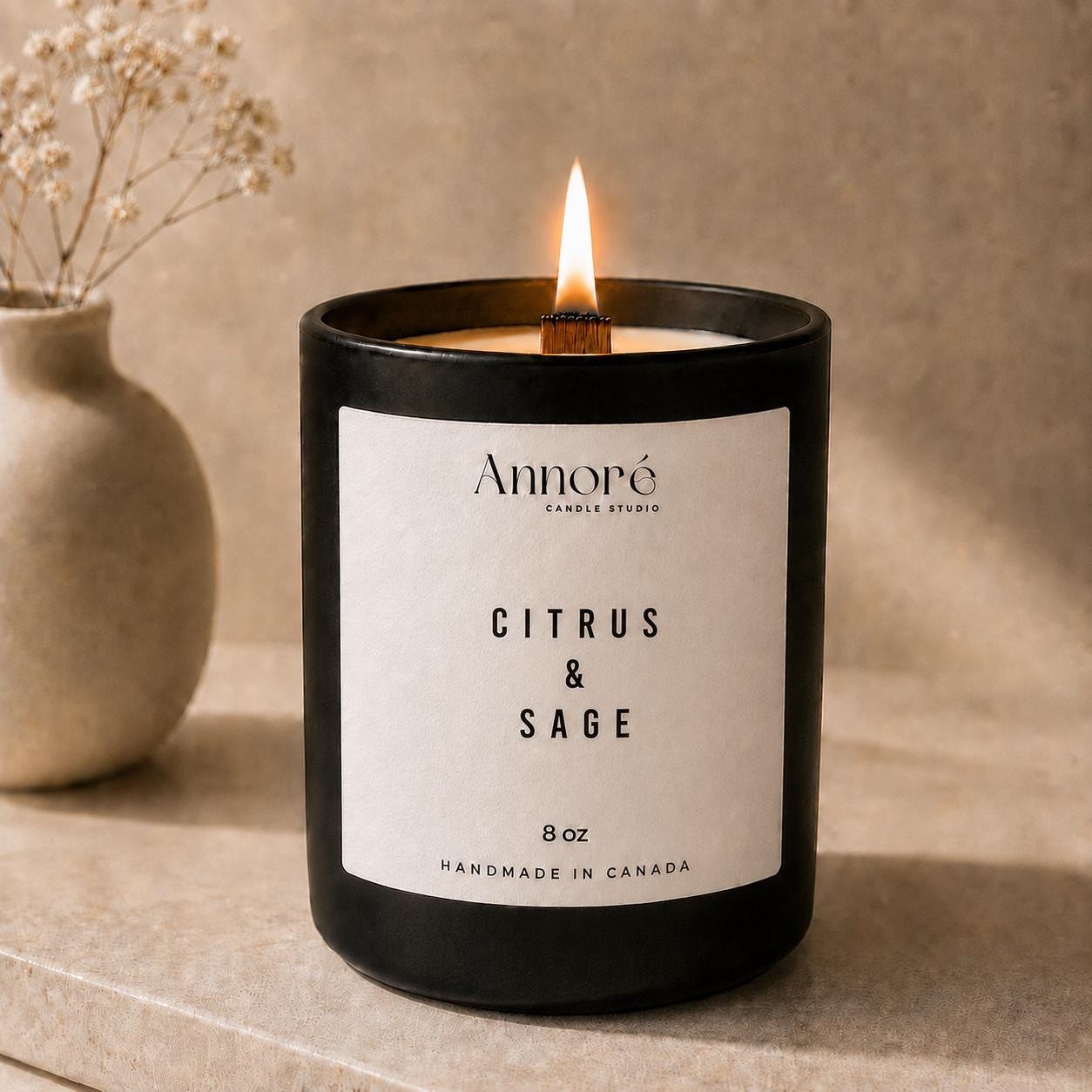 Citrus & Sage Soy Candle | Hand-Poured 8oz Fresh Scented Candle | Zesty Citrus Herbs and Cedar | Energizing Spa Gift | Handmade in Canada