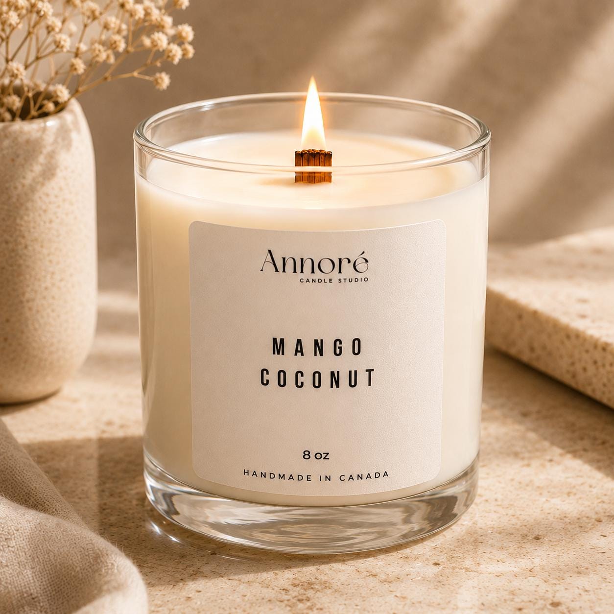 Mango Coconut Soy Candle | Hand-Poured 8oz Tropical Scented Candle | Juicy Mango & Creamy Coconut | Summer Gift | Handmade in Canada