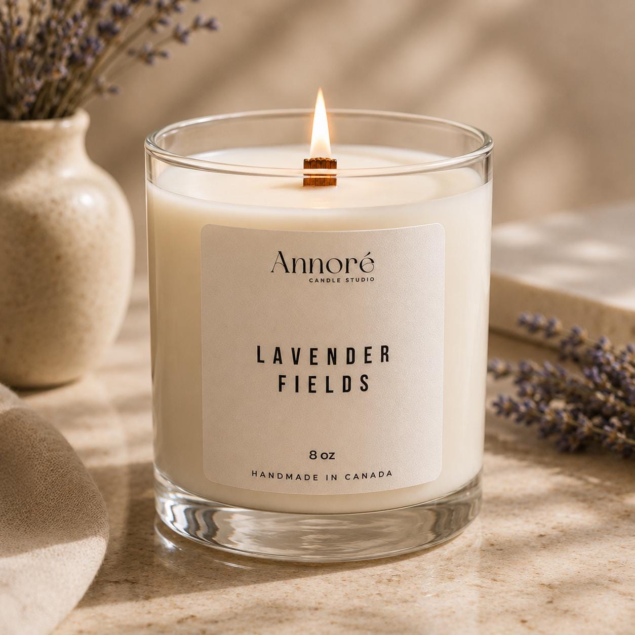 Lavender Fields Soy Candle | Hand-Poured 8oz Lavender Citrus Scented Candle | Calming Aromatherapy Gift | Handmade in Canada