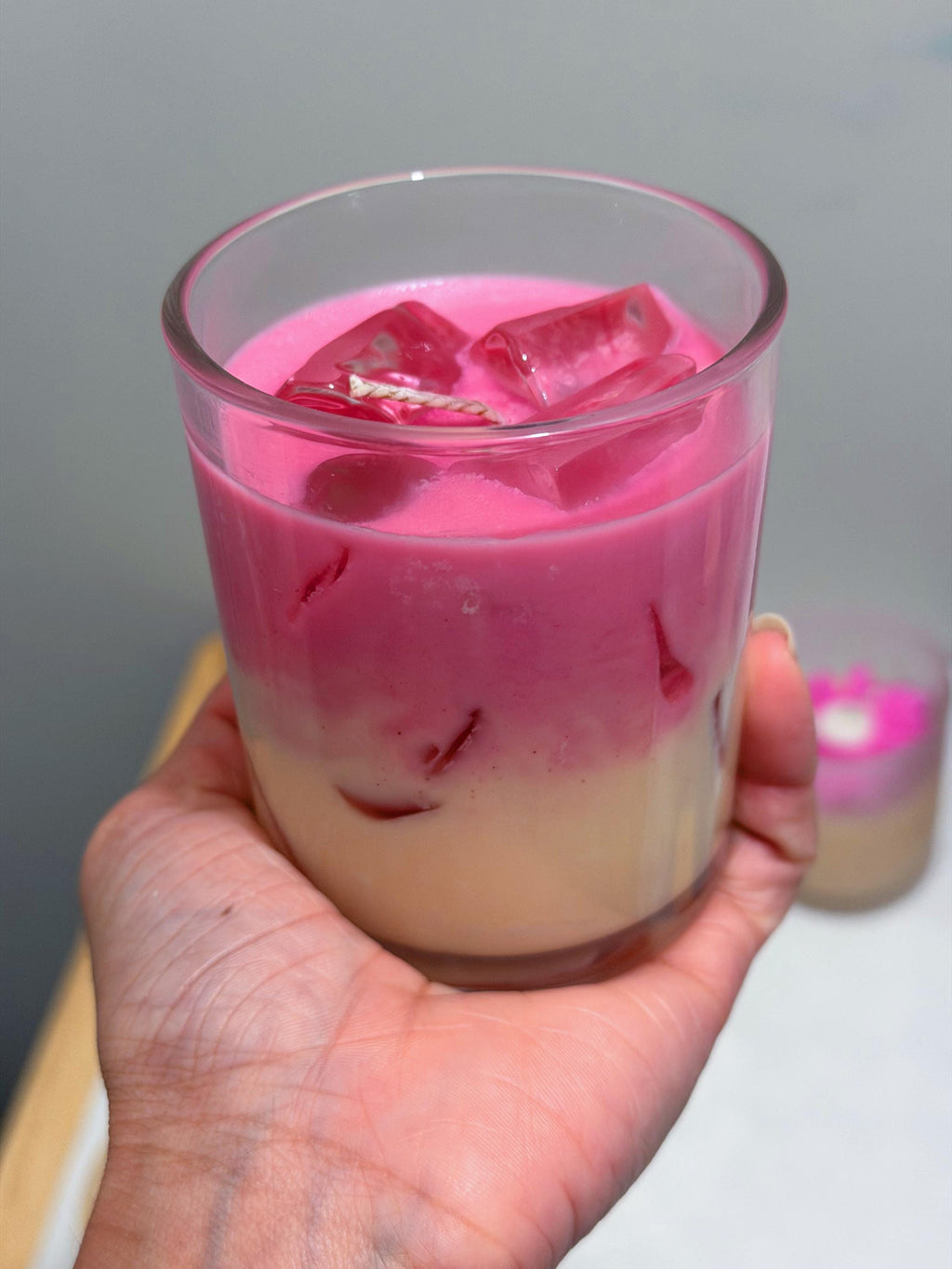Iced Strawberry Latte Soy Candle | Aesthetic Dessert Candle | Hand-Poured 8oz Scented Candle | Gift for Her | Handmade in Canada
