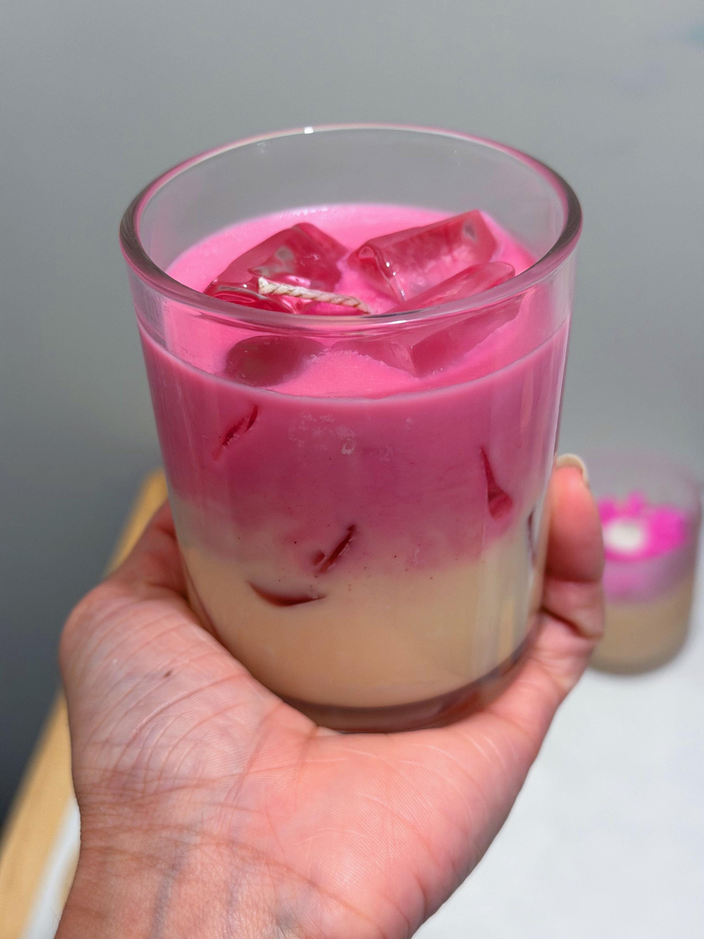 Iced Strawberry Latte Soy Candle | Aesthetic Dessert Candle | Hand-Poured 8oz Scented Candle | Gift for Her | Handmade in Canada