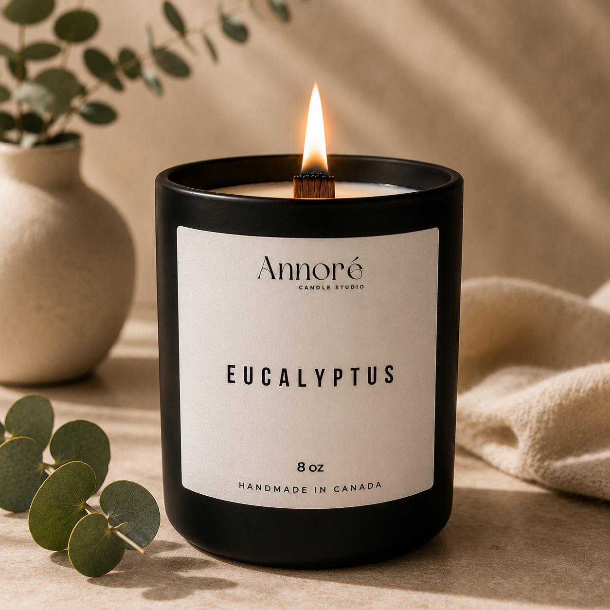 Eucalyptus Soy Candle | Hand-Poured 8oz Spa Aromatherapy Candle | Fresh Citrus Eucalyptus & Botanicals | Relaxation Gift | Handmade in CA