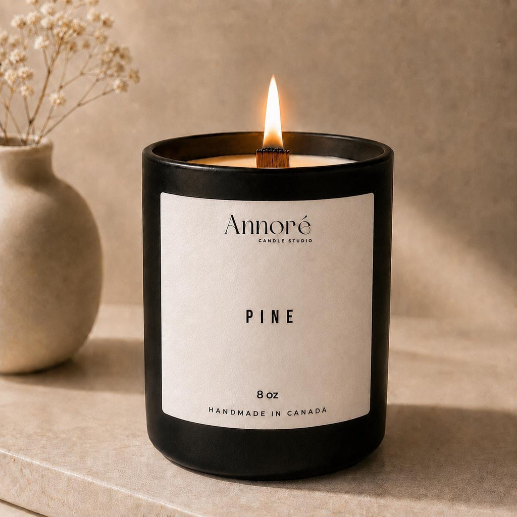 Pine Soy Candle | Hand-Poured 8oz Forest Scented Candle | Fresh Pine Needles Balsam Fir & Cypress | Cabin Holiday Gift | Handmade in Canada
