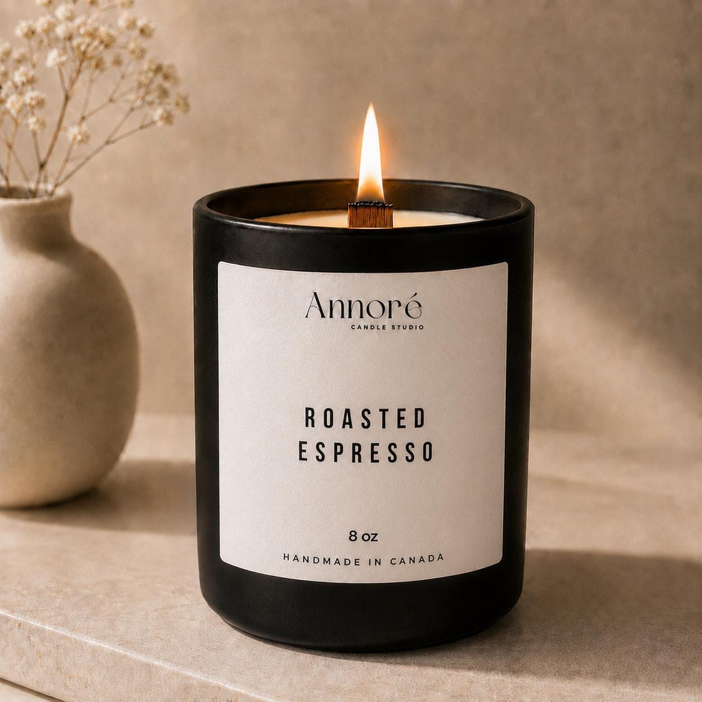 Roasted Espresso Soy Candle | Hand-Poured 8oz Coffee Scented Candle | Bold Espresso & Vanilla | Coffee Lover Gift | Handmade in Canada