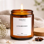 Strawberry Soy Candle | Hand-Poured 8oz Fruity Scented Candle | Sweet Sun-Ripened Berry & Sugar | Summer Gift | Handmade in Canada