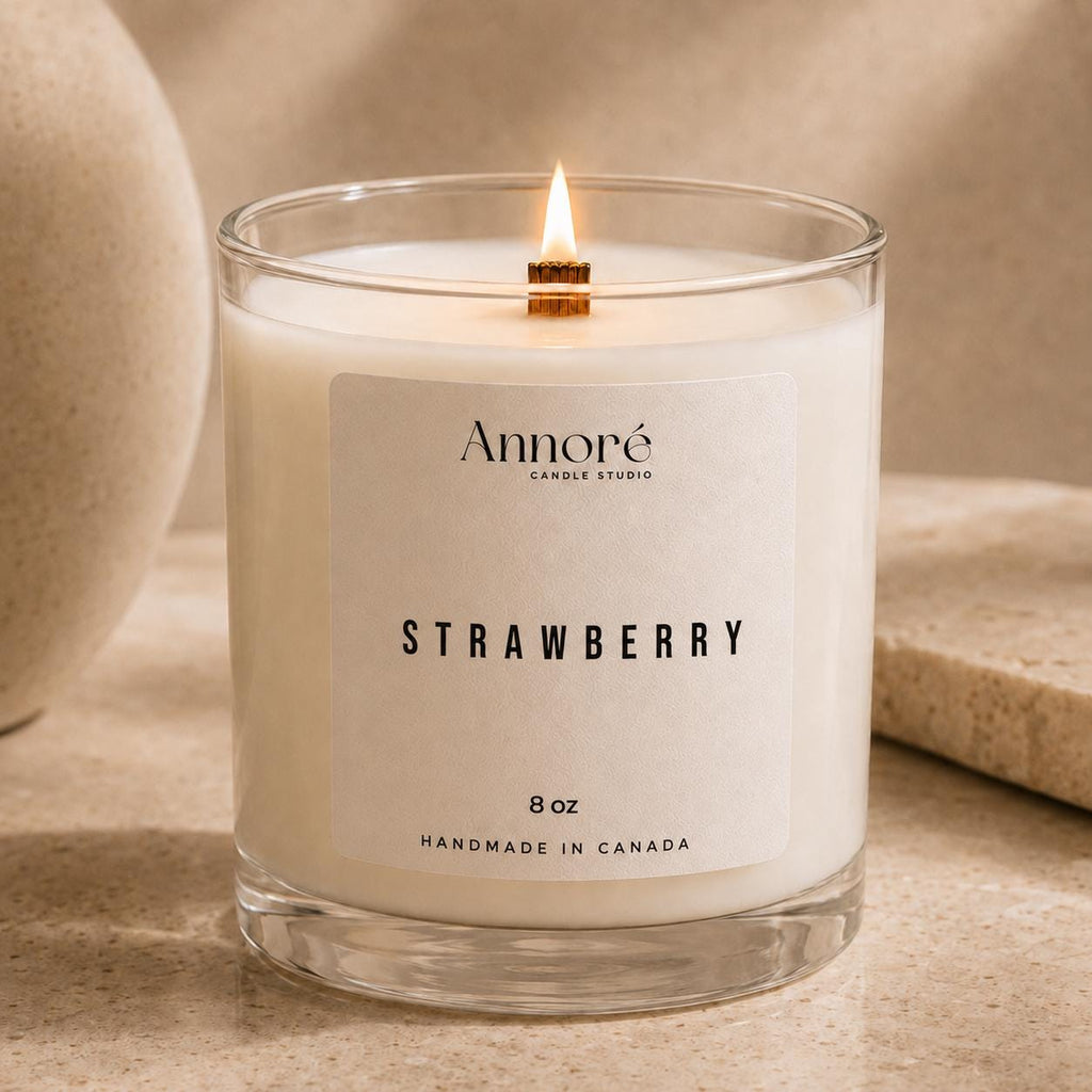 Strawberry Soy Candle | Hand-Poured 8oz Fruity Scented Candle | Sweet Sun-Ripened Berry & Sugar | Summer Gift | Handmade in Canada