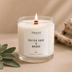 Salted Sage and Woods Soy Candle | Hand-Poured 8oz Coastal Scented Candle | Fresh Citrus Sage and Driftwood | Spa Gift | Handmade in Canada