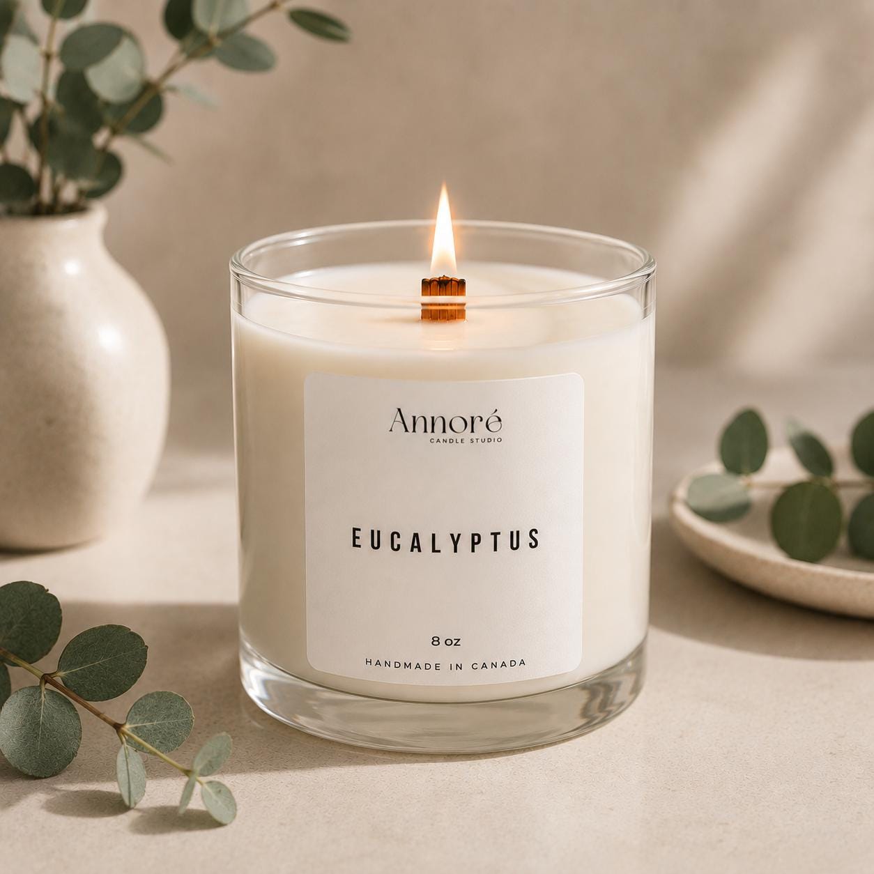 Eucalyptus Soy Candle | Hand-Poured 8oz Spa Aromatherapy Candle | Fresh Citrus Eucalyptus & Botanicals | Relaxation Gift | Handmade in CA