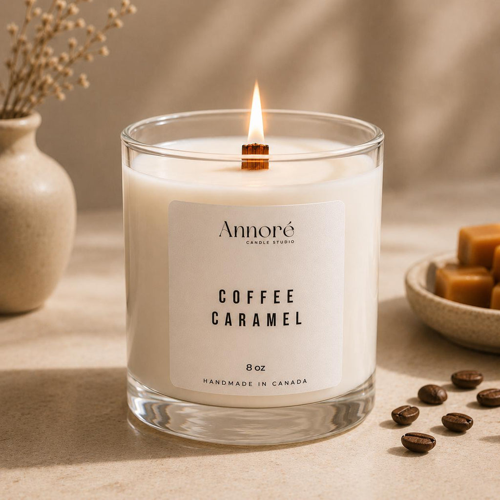 Coffee Caramel Soy Candle | Hand-Poured 8oz Gourmand Scented Candle | Mocha Caramel & Vanilla | Coffee Lover Gift | Handmade in Canada
