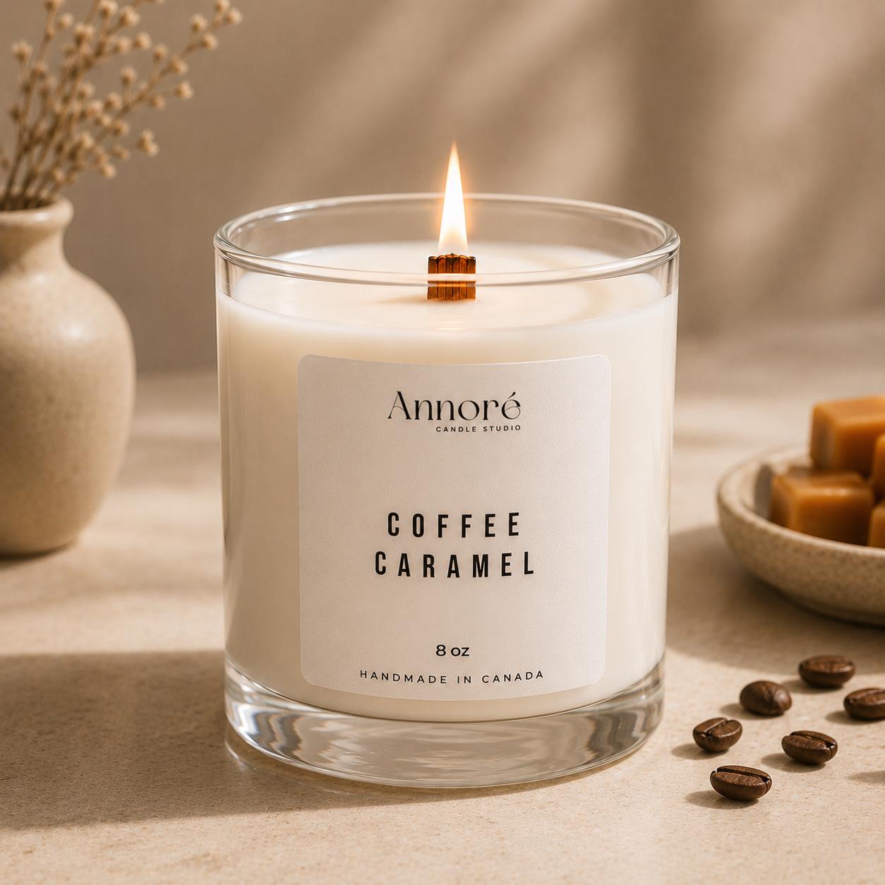 Coffee Caramel Soy Candle | Hand-Poured 8oz Gourmand Scented Candle | Mocha Caramel & Vanilla | Coffee Lover Gift | Handmade in Canada